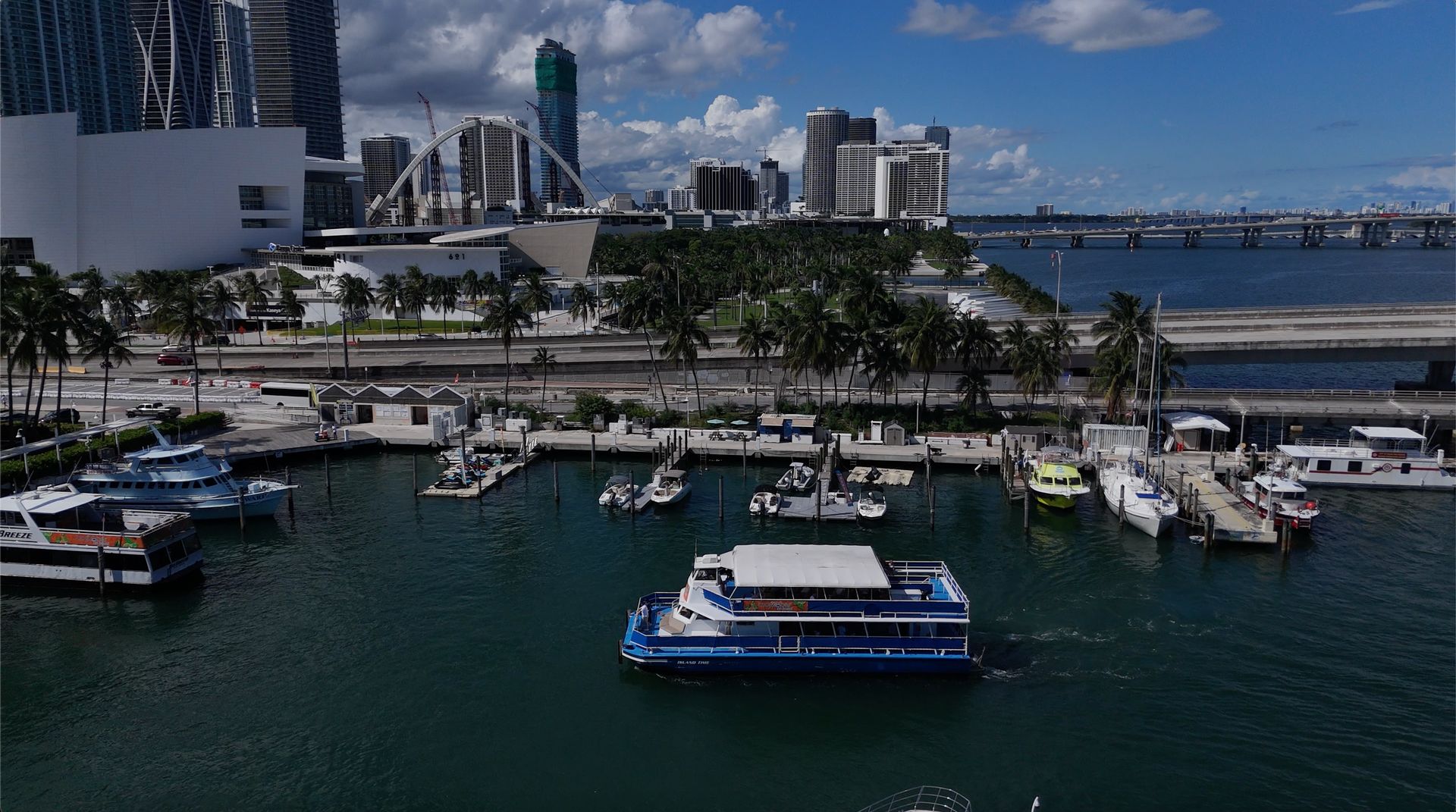Downtown Miami Boat Cruise entering Bayside Marketplace