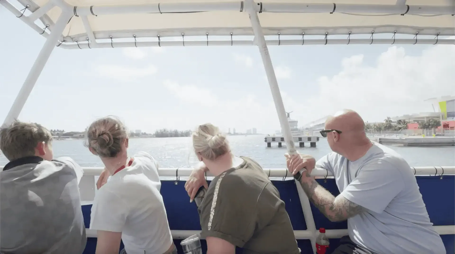 Family enjoying a sightseeing cruise on Biscayne Bay in Miami