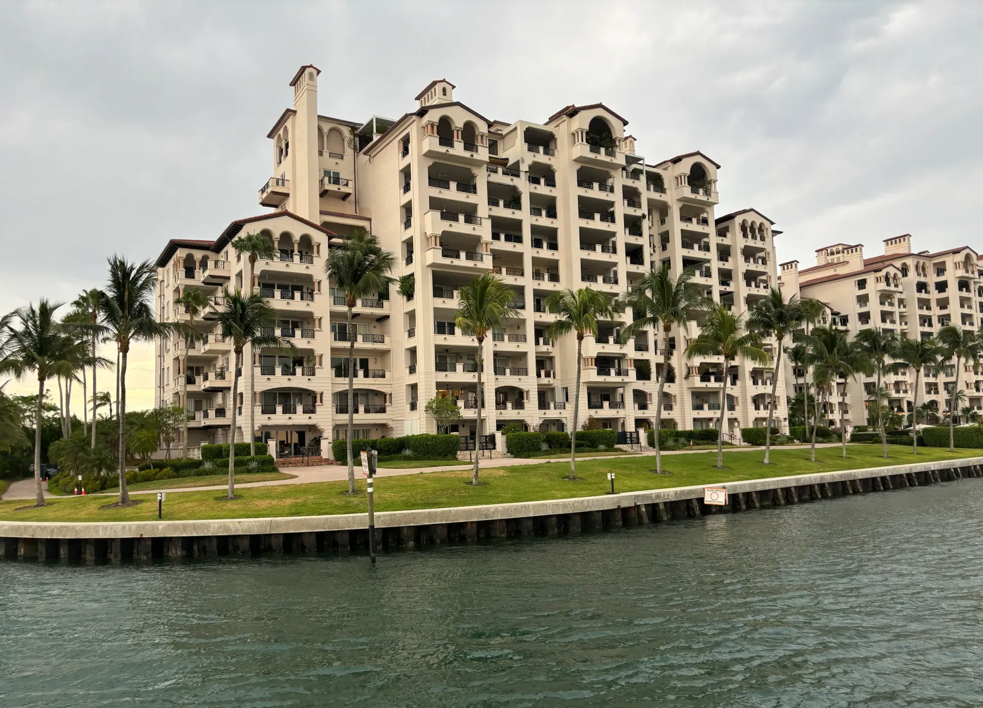 Fisher Island waterfront residences viewed from a Miami sightseeing cruise on Biscayne Bay.