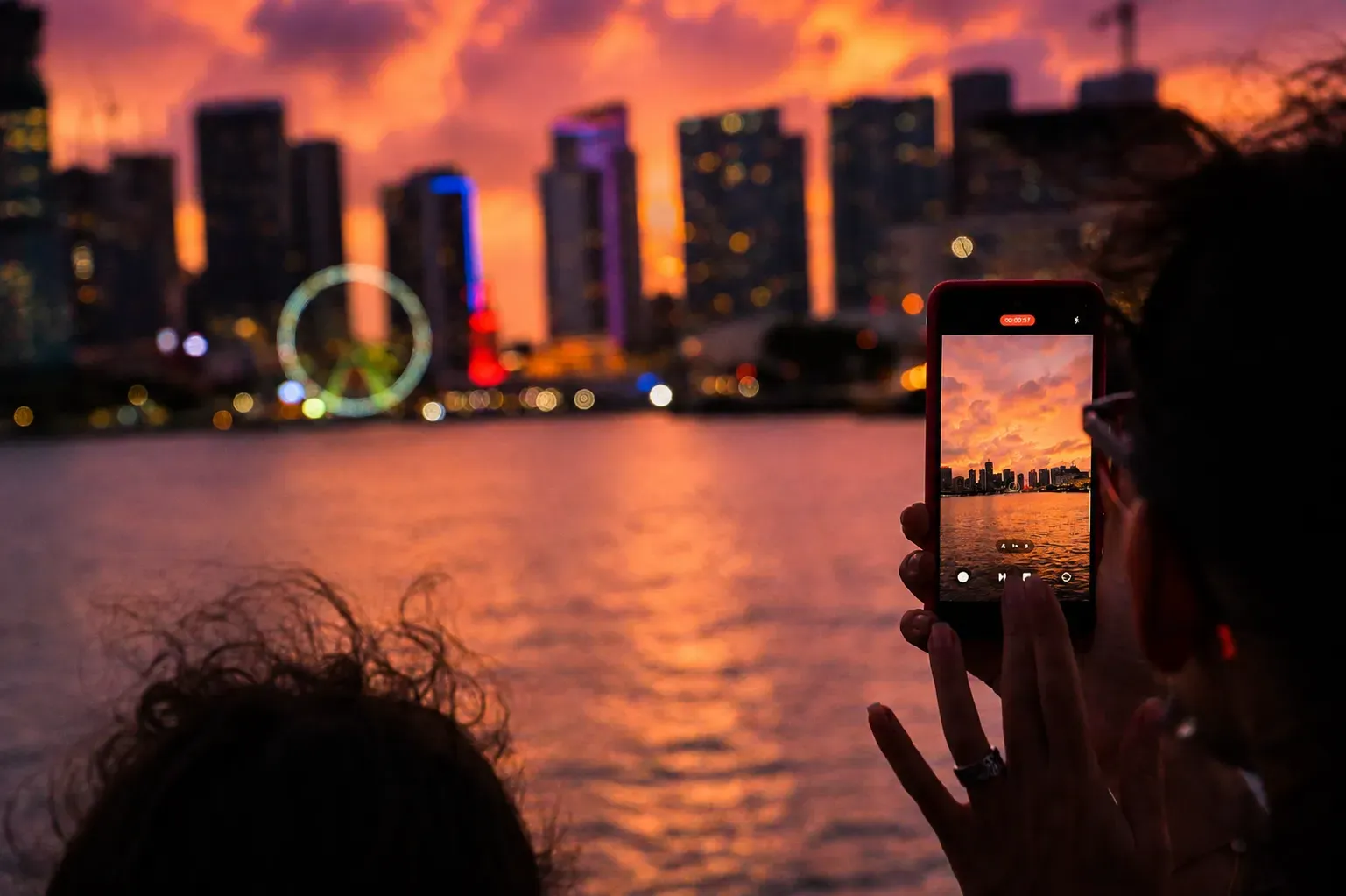 Miami Golden Hour Cruise with breathtaking skyline views over Biscayne Bay during sunset