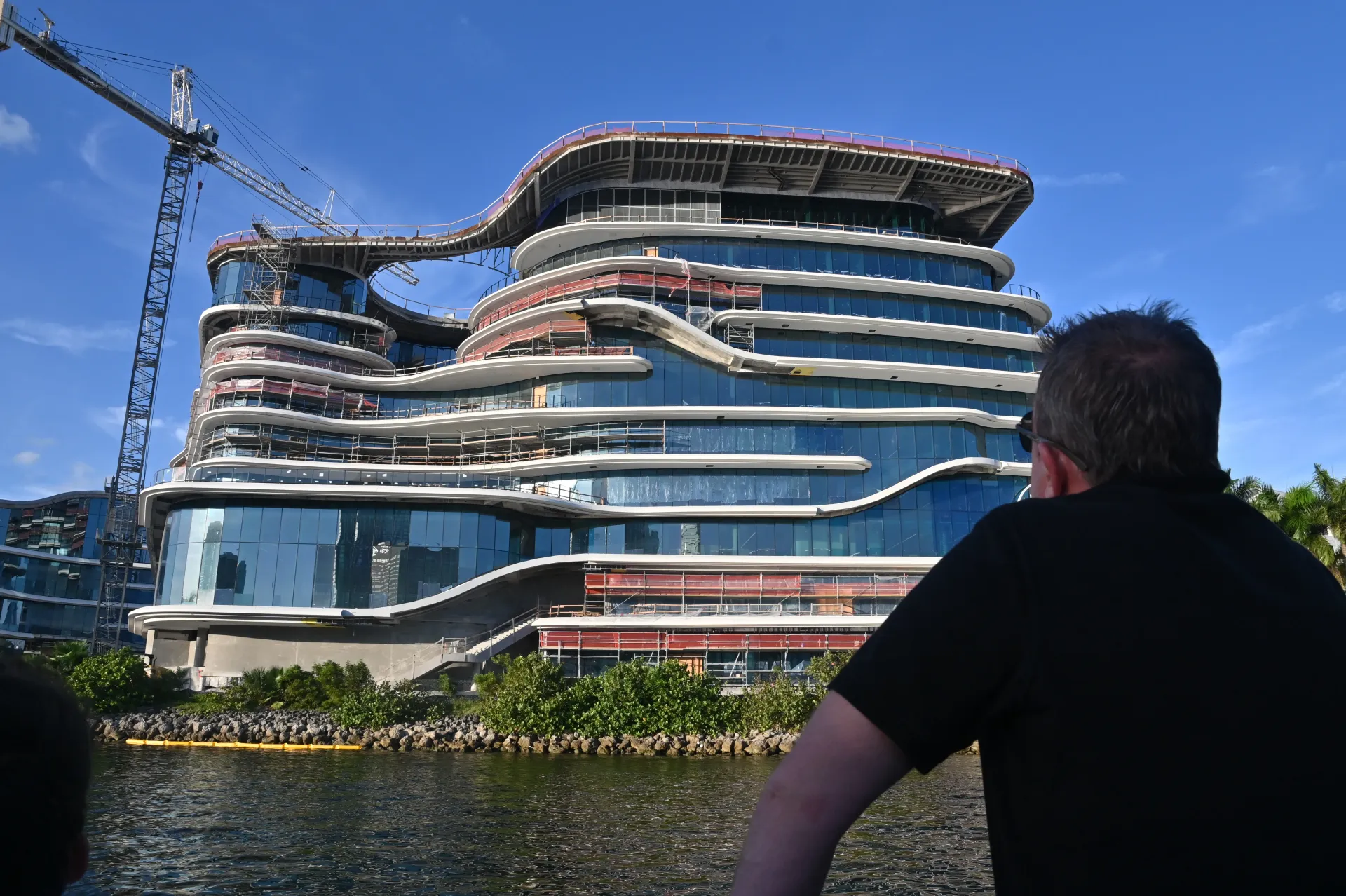 Luxury architecture at PortMiami viewed along the Biscayne Bay boat tour route.