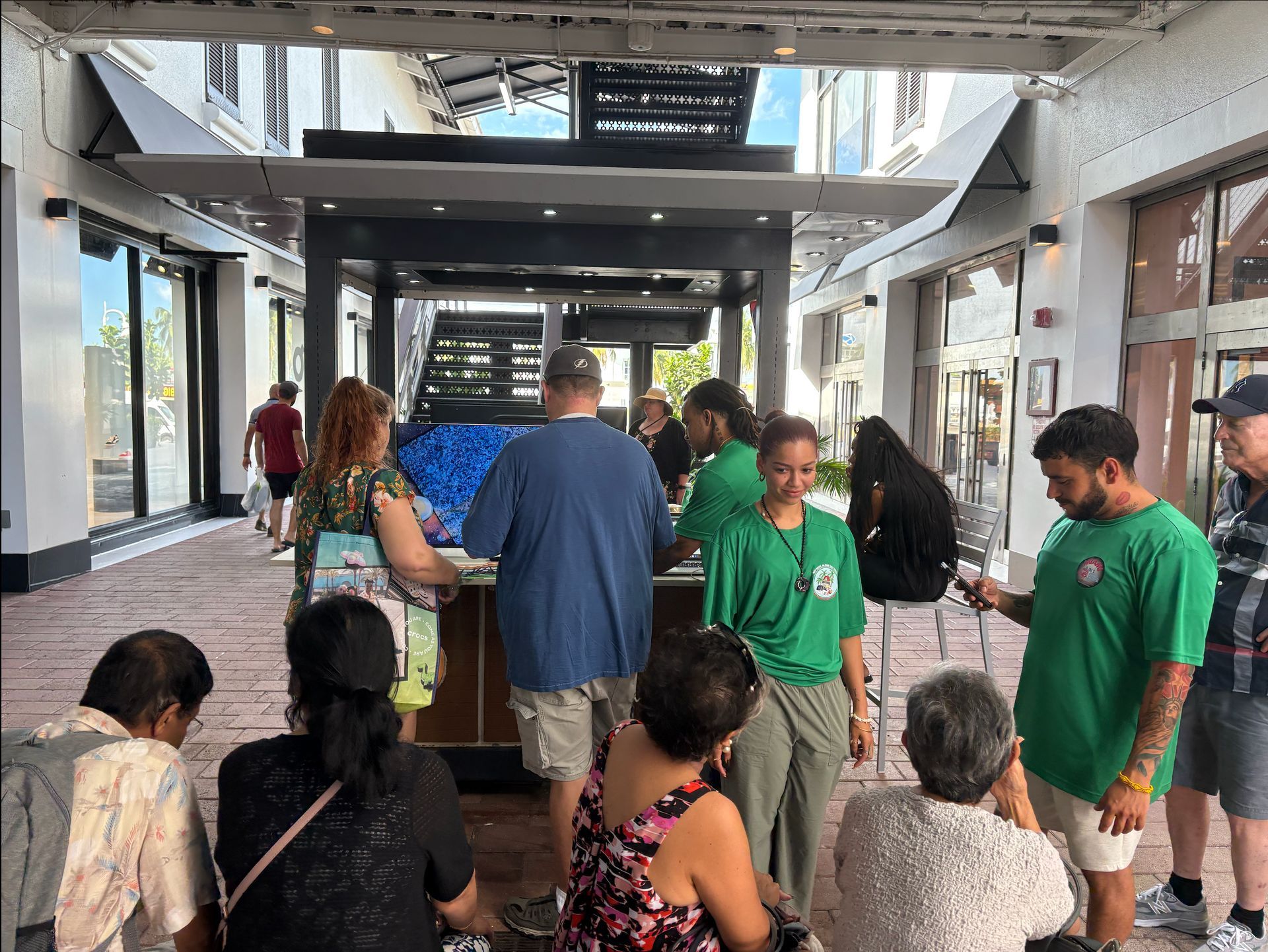 Passengers in the Miami Boat Tours Office in Bayside