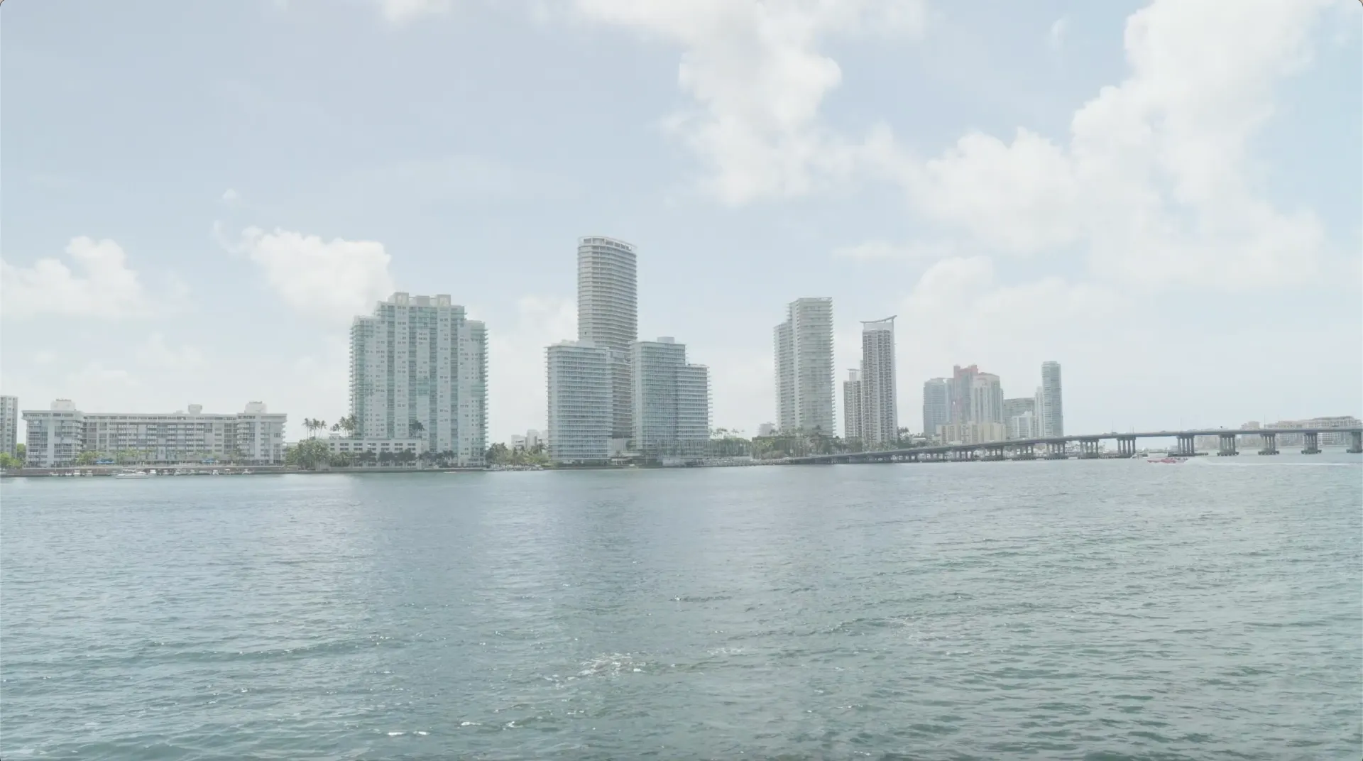 Panoramic waterfront view on a Skyline Cruise of Miami.