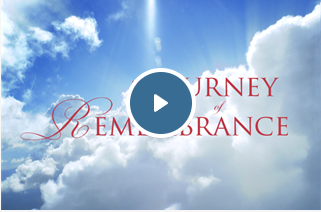 a blue sky with white clouds and the words journey of remembrance