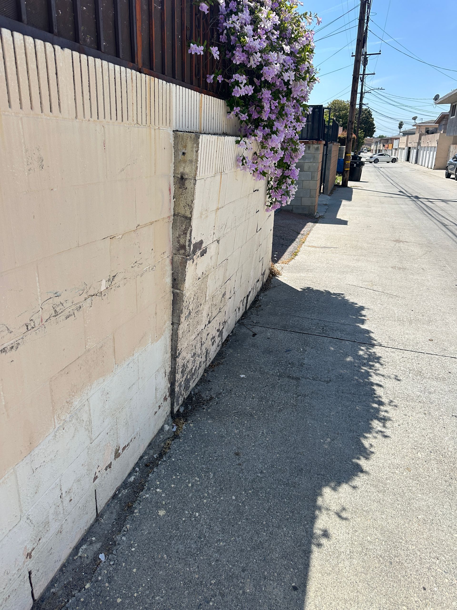 A man is using a trowel to spread concrete on a sidewalk.