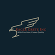 Eagle Crete Inc logo with gold wing emblem and tagline on a dark blue background