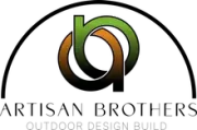 Artisan Brothers Outdoor Design Build logo with black arch and green-brown interlocking shape