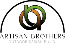 Artisan Brothers Outdoor Design Build logo with black arch and green-brown interlocking shape