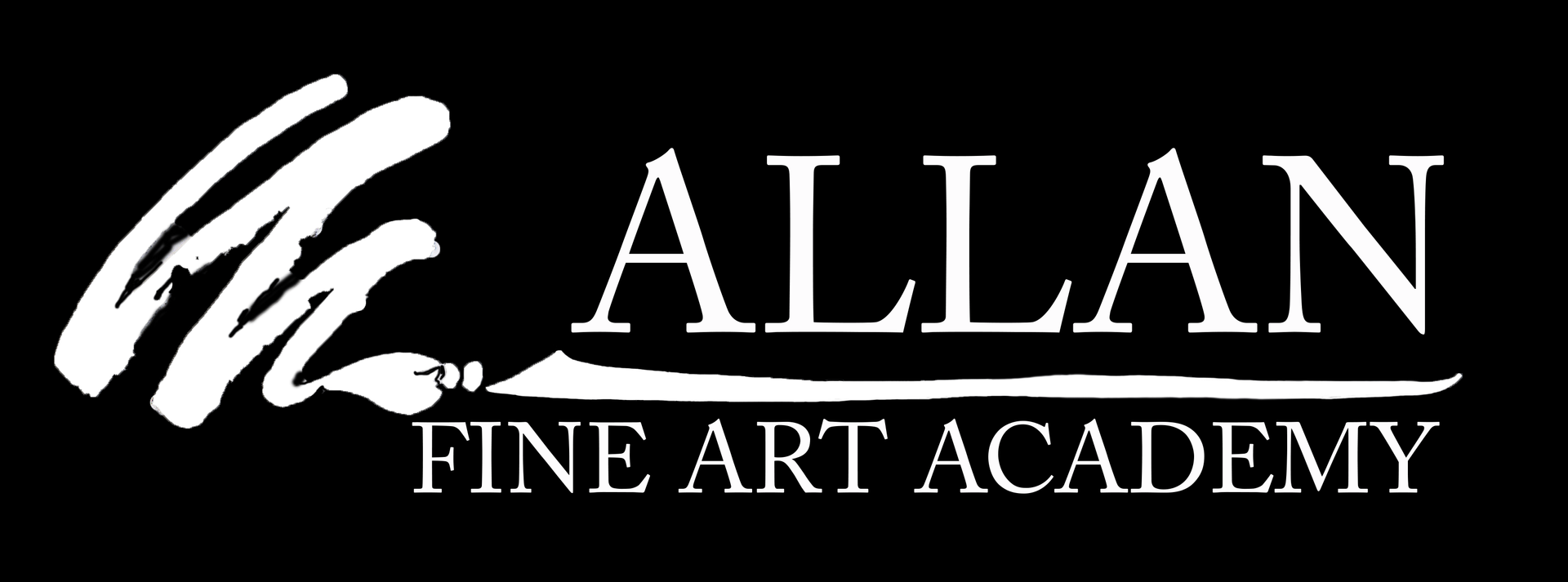 ALLAN Fine Art Academy logo in white on a black background