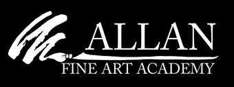 ALLAN Fine Art Academy logo in white on a black background