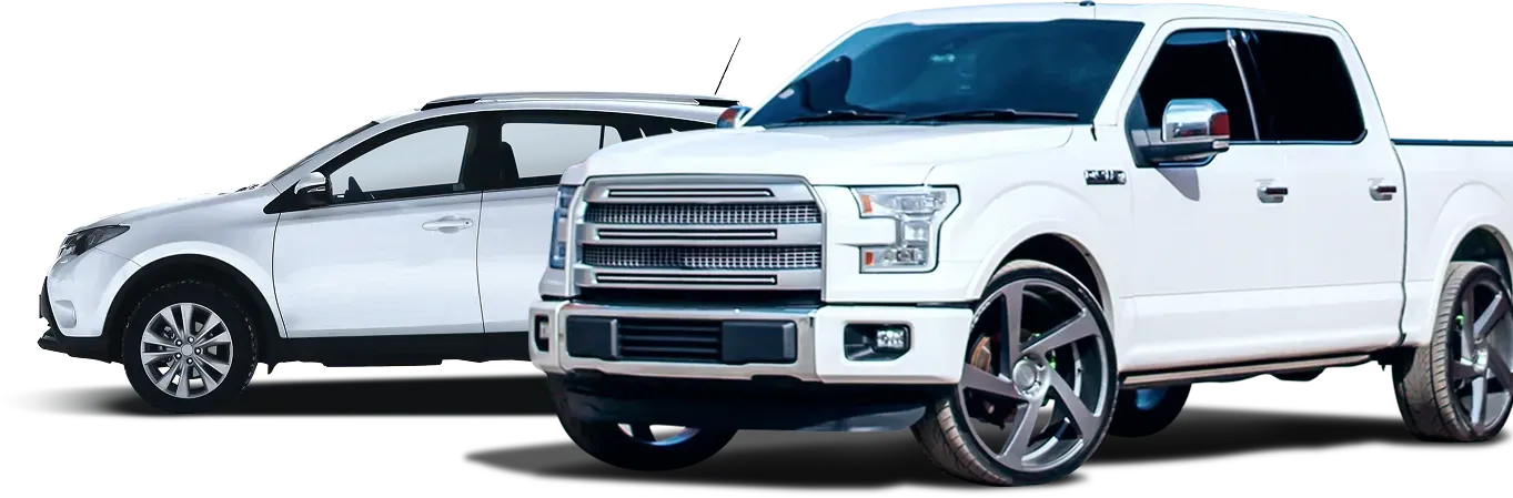 White car and White truck | Finger Lakes Automotive & Marine