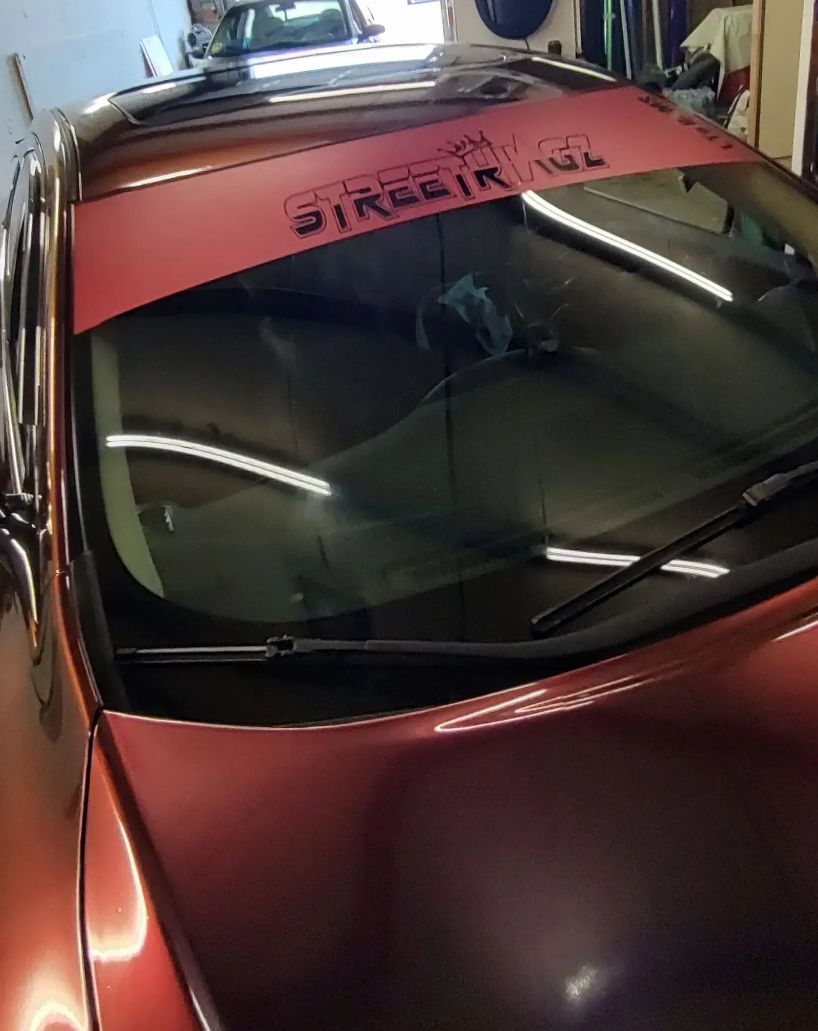 Red and black car with 