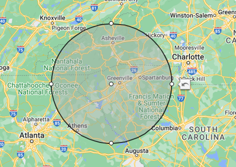 Map Radius – Easley, SC – Action Flooring LLC Map Radius – Easley, SC – Action Flooring LLC