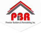 Premier Builders & Remodeling, Inc. logo with red and gray roof design and PBR text