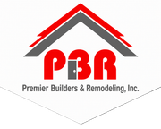 Premier Builders & Remodeling, Inc. logo with red and gray roof design and PBR text