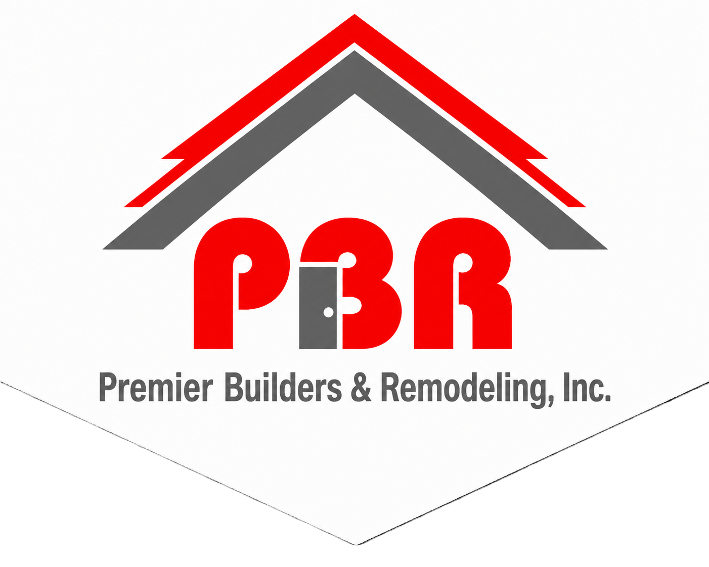 Premier Builders & Remodeling, Inc. logo with red and gray roof design and PBR text