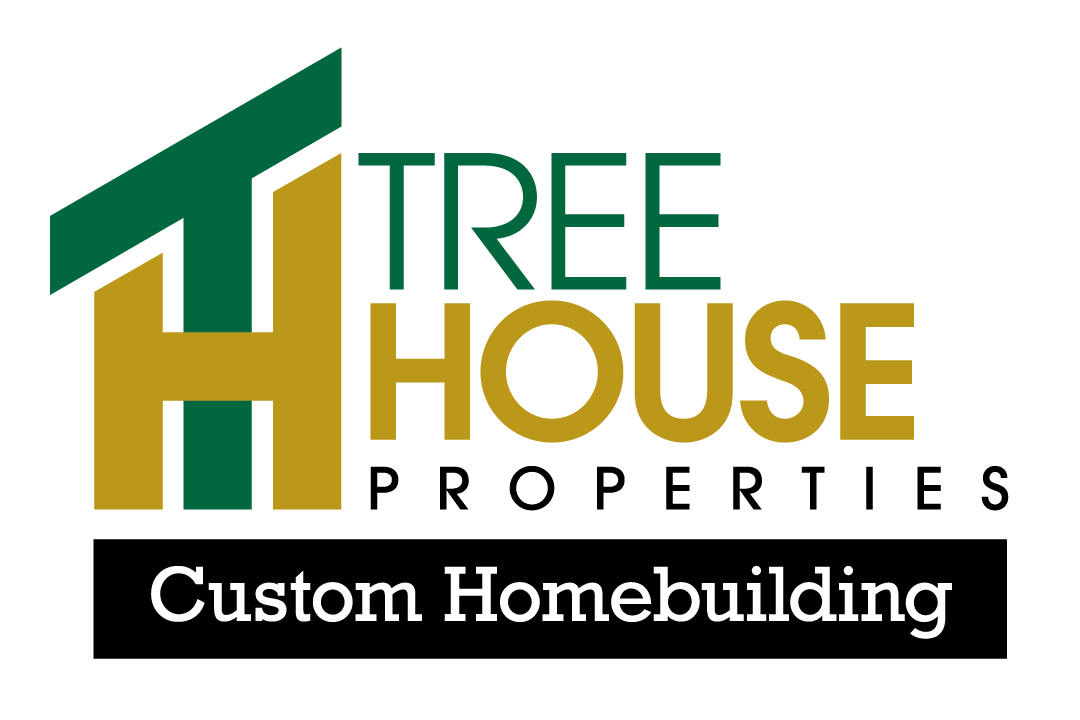 Tree House Properties logo with green and gold house icon and “Custom Homebuilding” text in multi-color