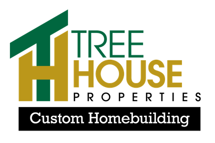 Tree House Properties logo with green and gold house icon and “Custom Homebuilding” text in multi-color