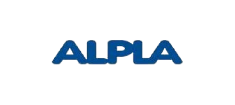 Das Alpha-Logo ist blau und weiß auf weißem Hintergrund.