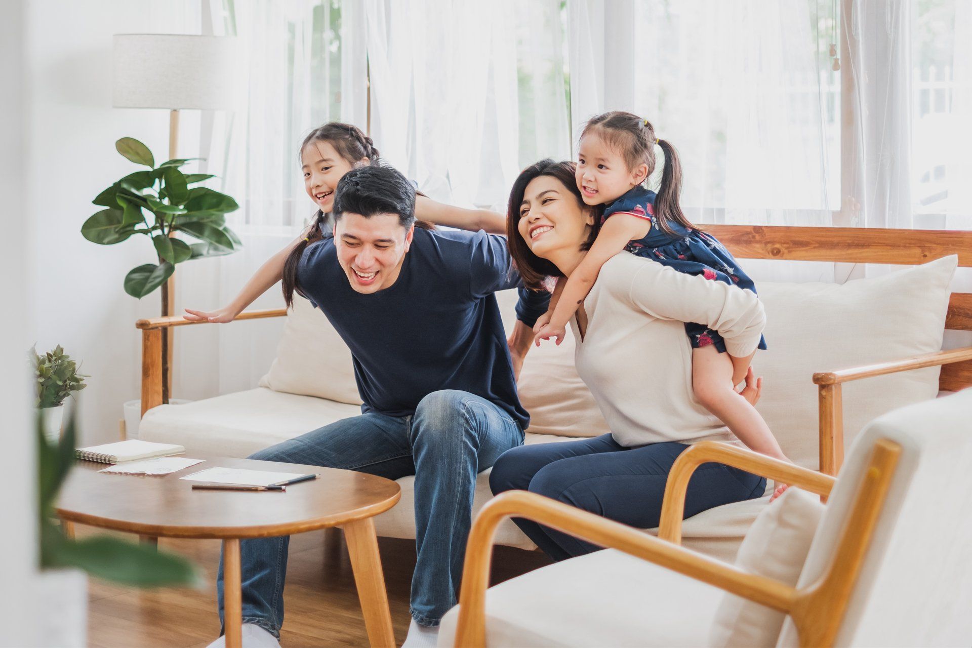 Happy Family in Living Room