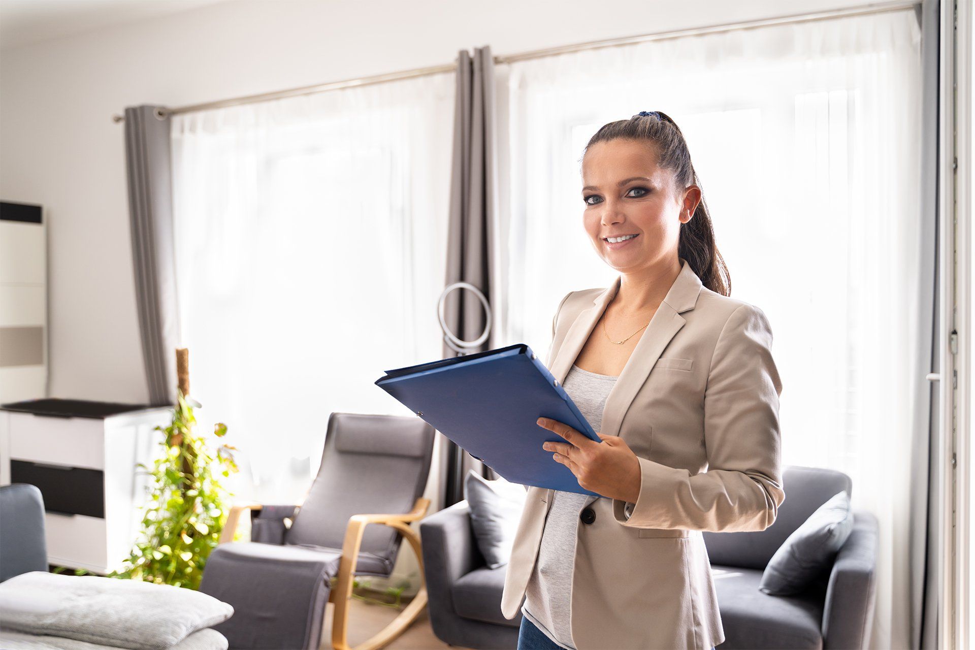 Woman Holding Files