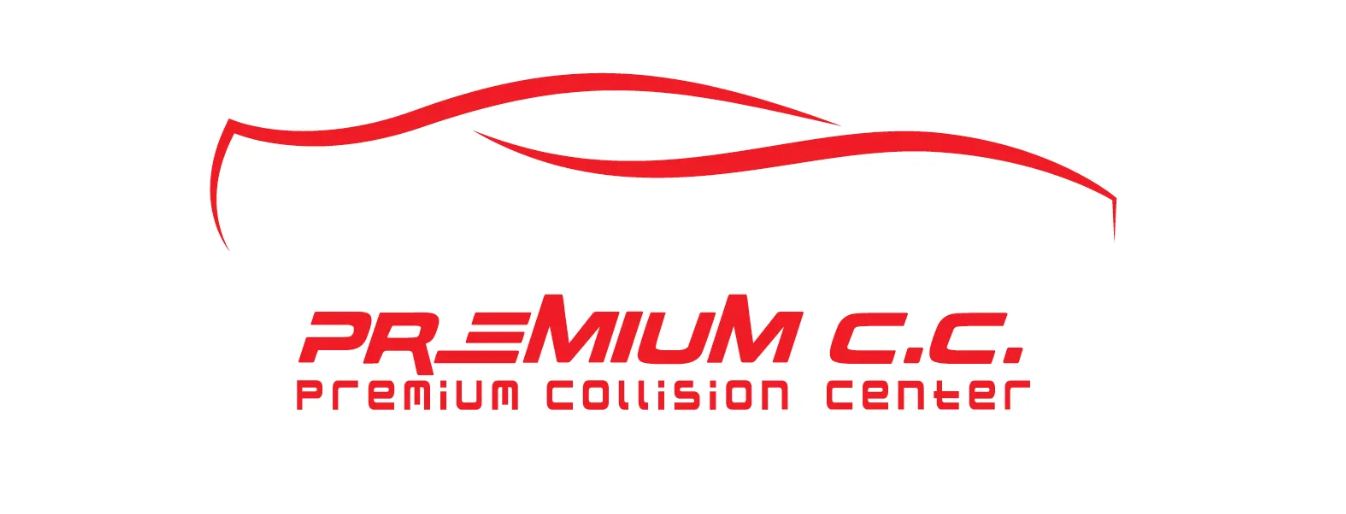 Premium Collision Center logo with red car outline and text