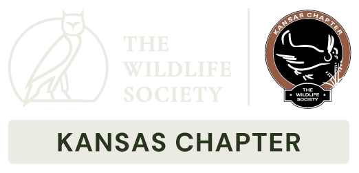 The Wildlife Society bird logo and Kansas Chapter of The Wildlife Society circle shape logo linking to home page