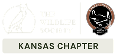 The Wildlife Society bird logo and Kansas Chapter of The Wildlife Society circle shape logo linking to home page