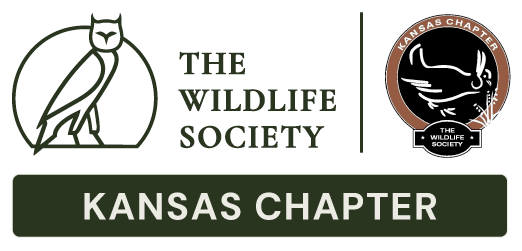 The Wildlife Society bird logo and Kansas Chapter of The Wildlife Society circle shape logo linking to home page