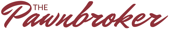 The Pawnbroker logo in red cursive text on a white background