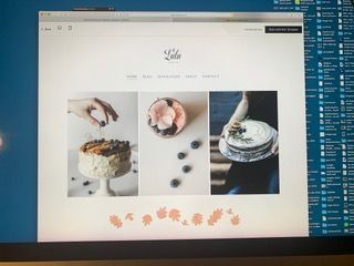 Web page with three cake photos on a white background displayed on a desktop screen