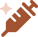 Brown digital pencil icon with a diagonal tip and white cutout details on a light pink background
