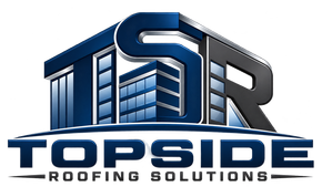 Orange roofline logo with the words “ROOFING SOLUTIONS” on a white background