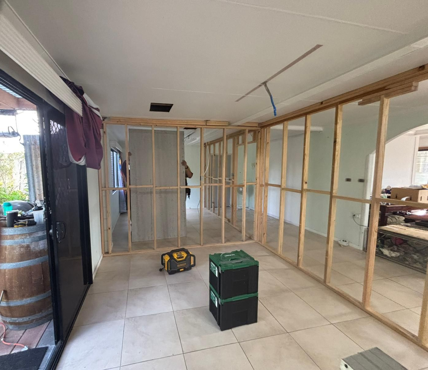 Interior Room With Wooden Frame Walls Under Construction — Ericson Constructions in Mareeba, QLD