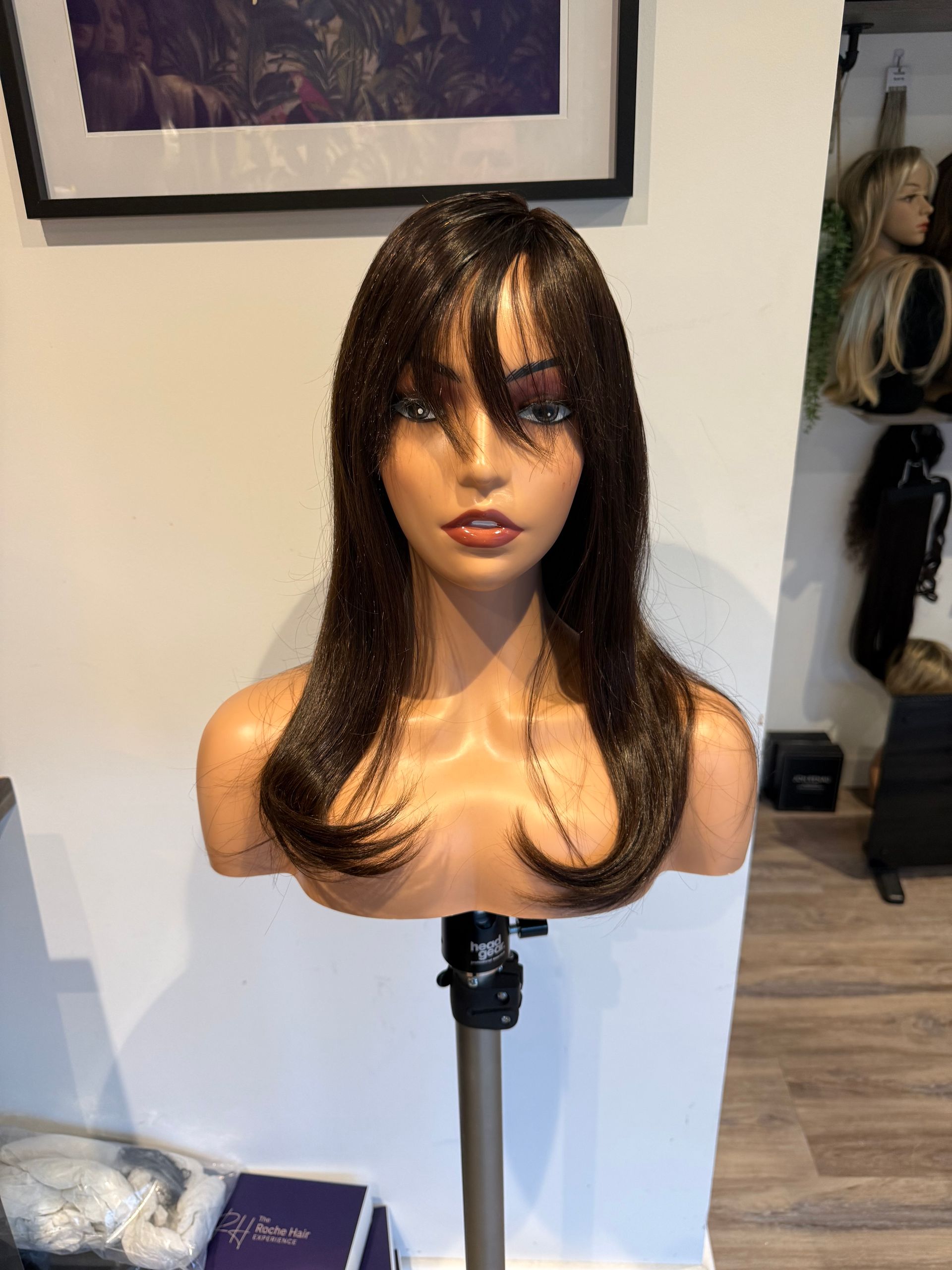 Long Layered Brunette Human Hair Wig