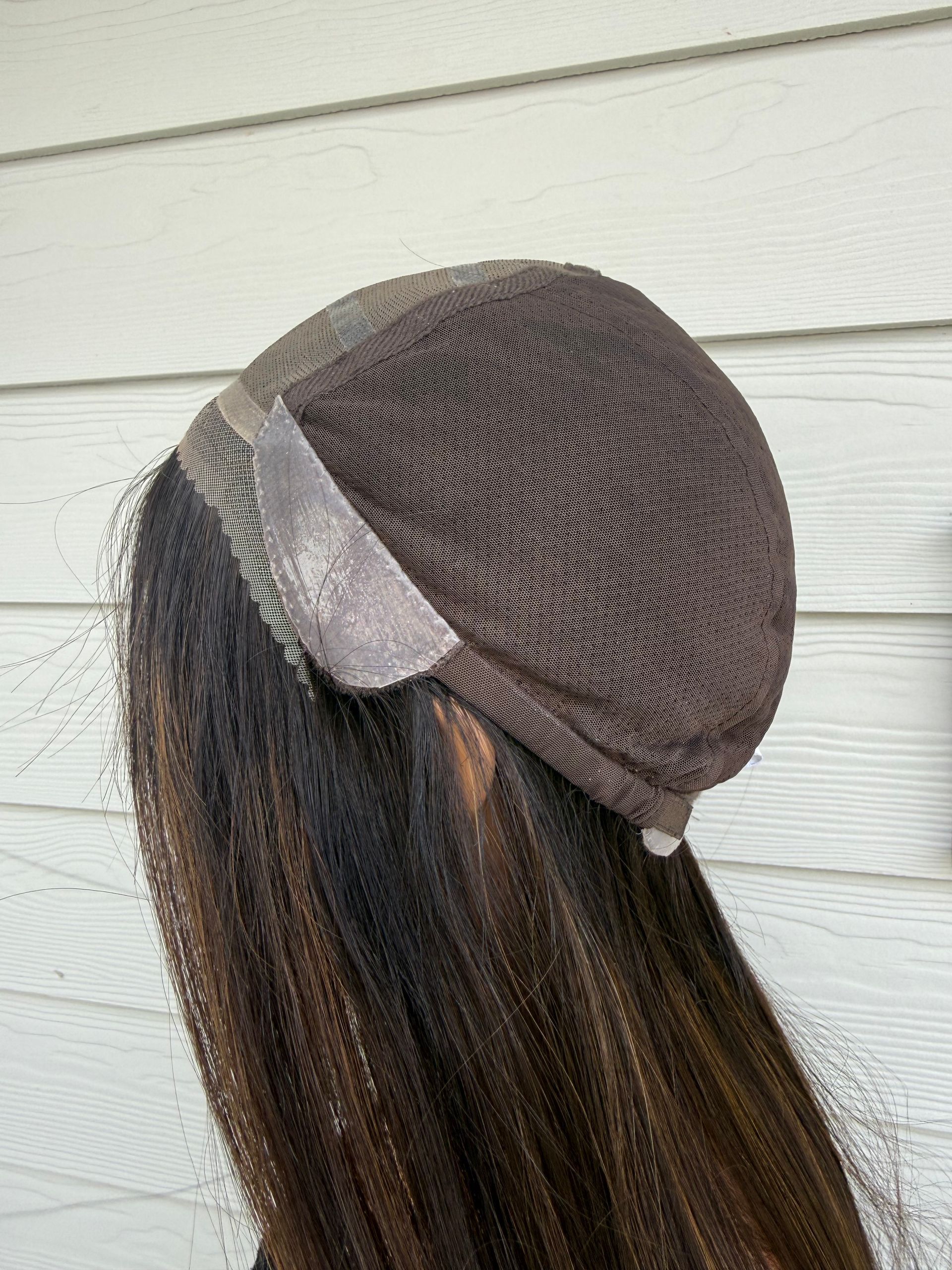 Long Straight Brunette Human Hair Wig