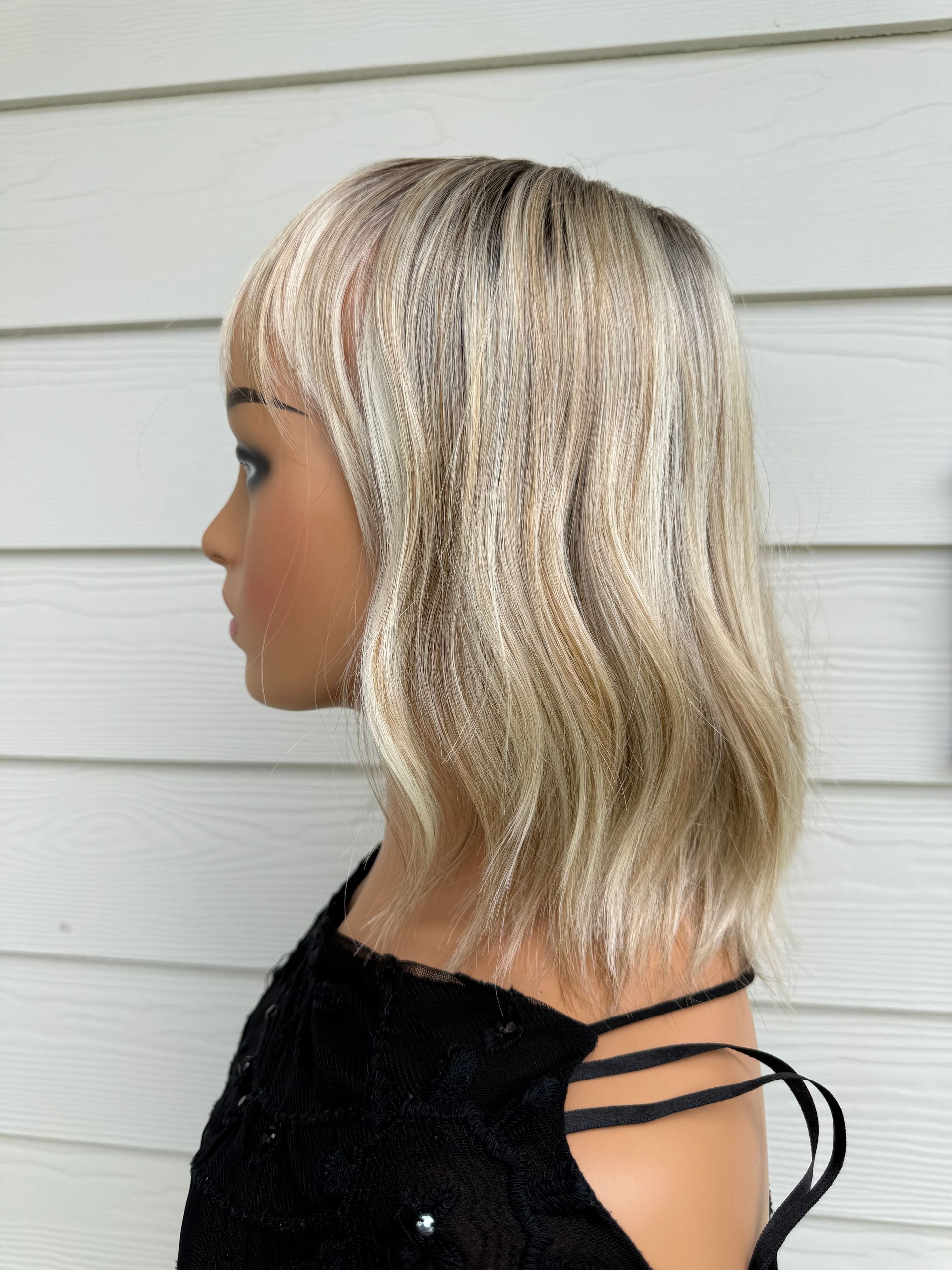 Shoulder-Length Blonde Fringe Premium Fibre Wig