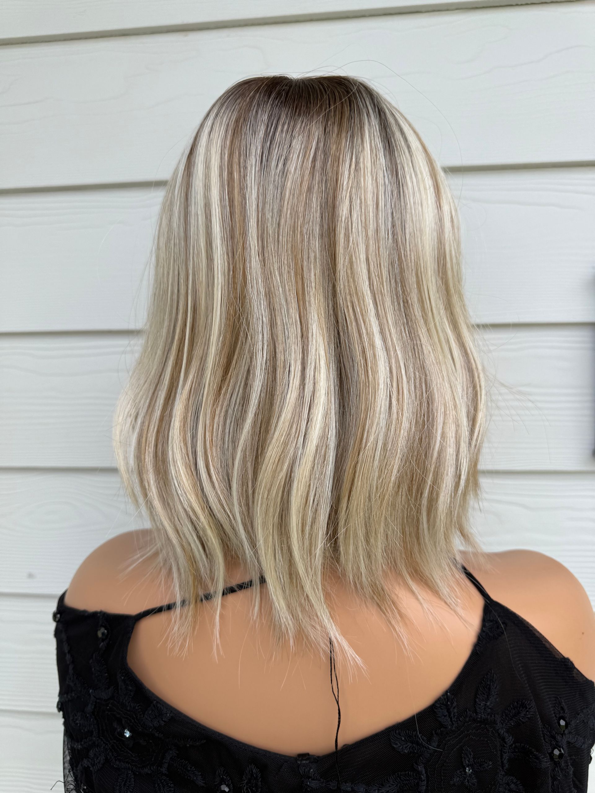 Shoulder-Length Blonde Fringe Premium Fibre Wig