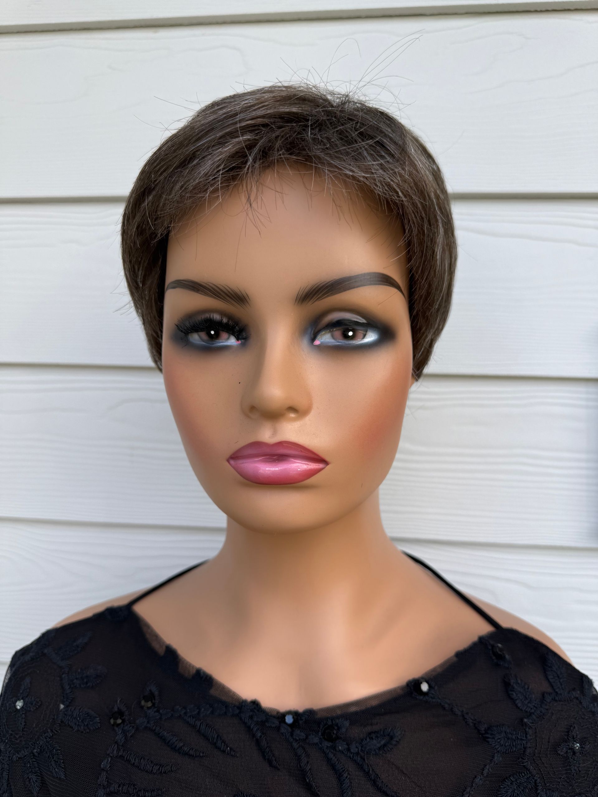 Short Brunette Crop Fibre Wig
