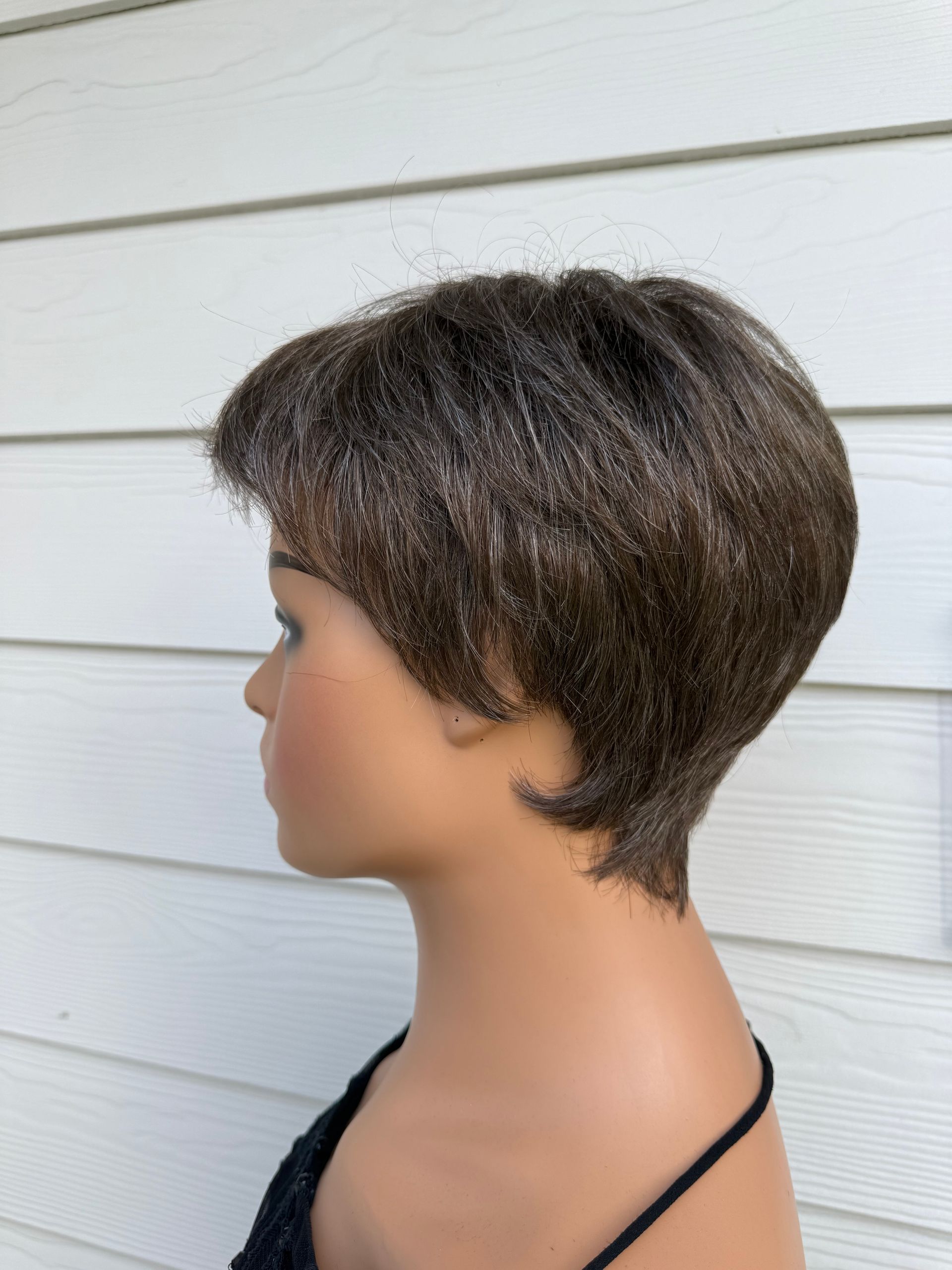 Short Brunette Crop Fibre Wig
