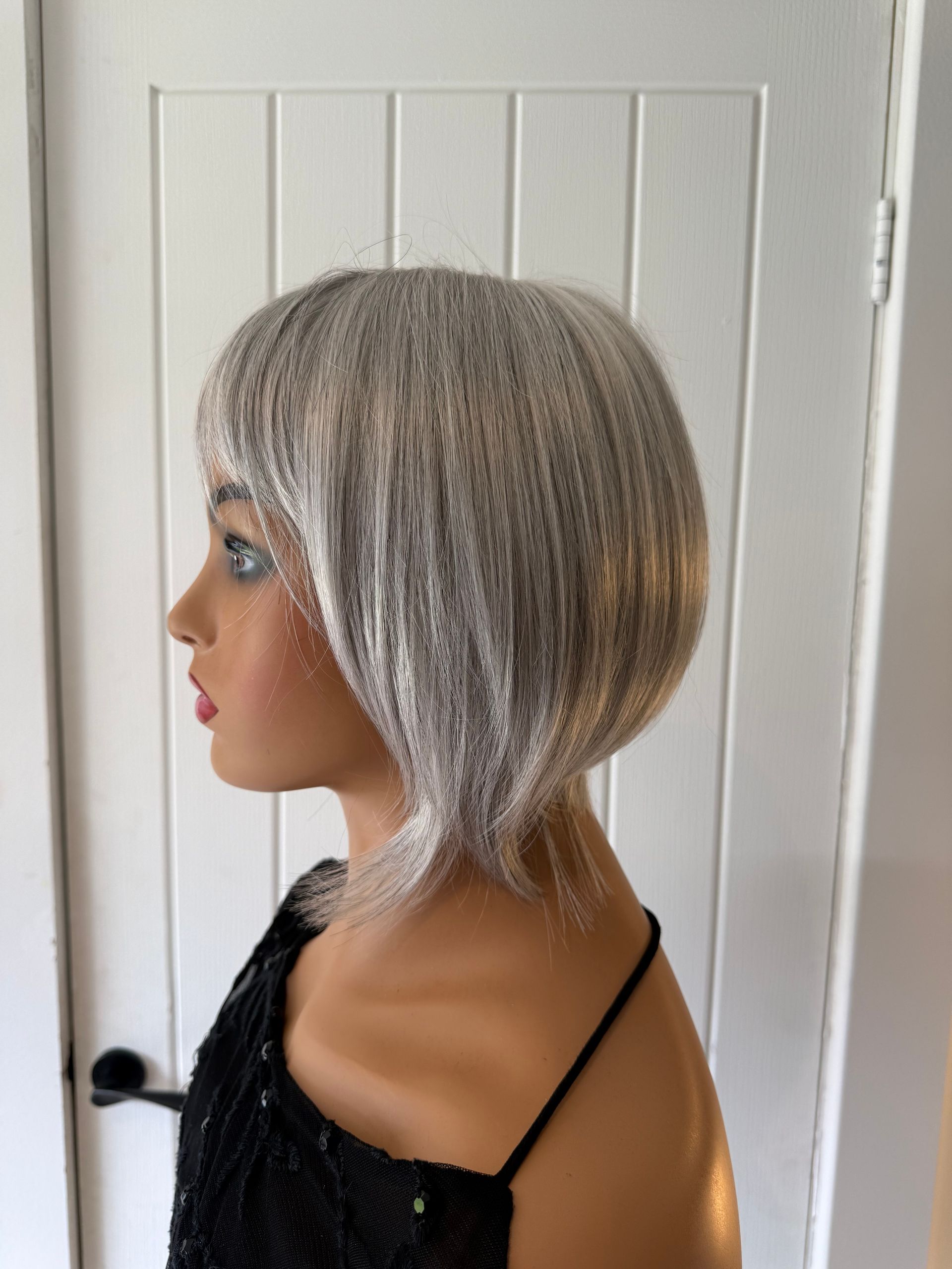 Silver Layered Fringe Premium Fibre Wig