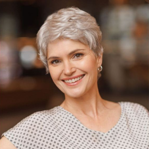short grey premium fibre wig