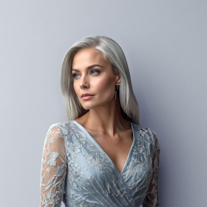 Long grey human wig hair