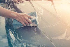 car washing with dish soap