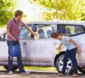 washing a car