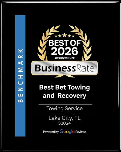 BusinessRate “Best of 2026” award for Best Bet Towing and Recovery, Lake City, FL
