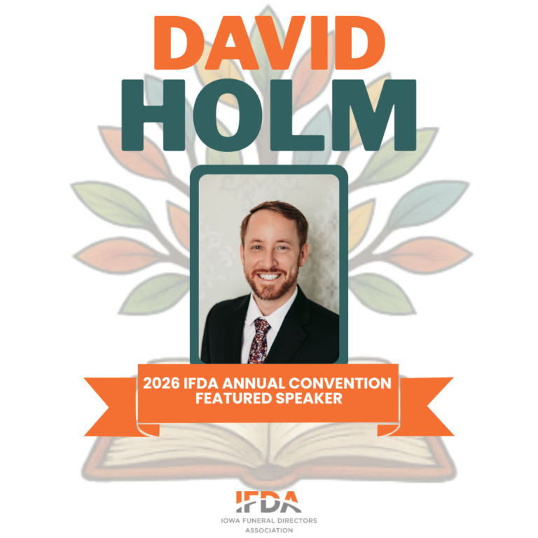 David Holm speaker promo with portrait, orange and teal text, for 2026 IFDA Annual Convention.