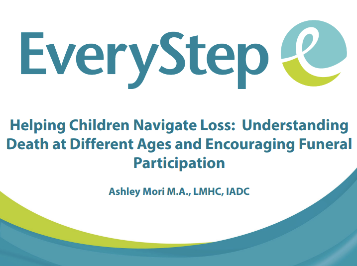 EveryStep presentation cover: Helping Children Navigate Loss, teal logo and blue wave design
