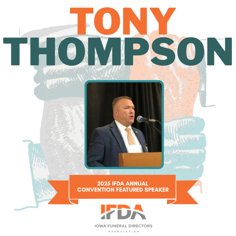 Tony Thompson event poster with speaker photo and orange “2025 FDA Annual Convention Featured Speaker” banner