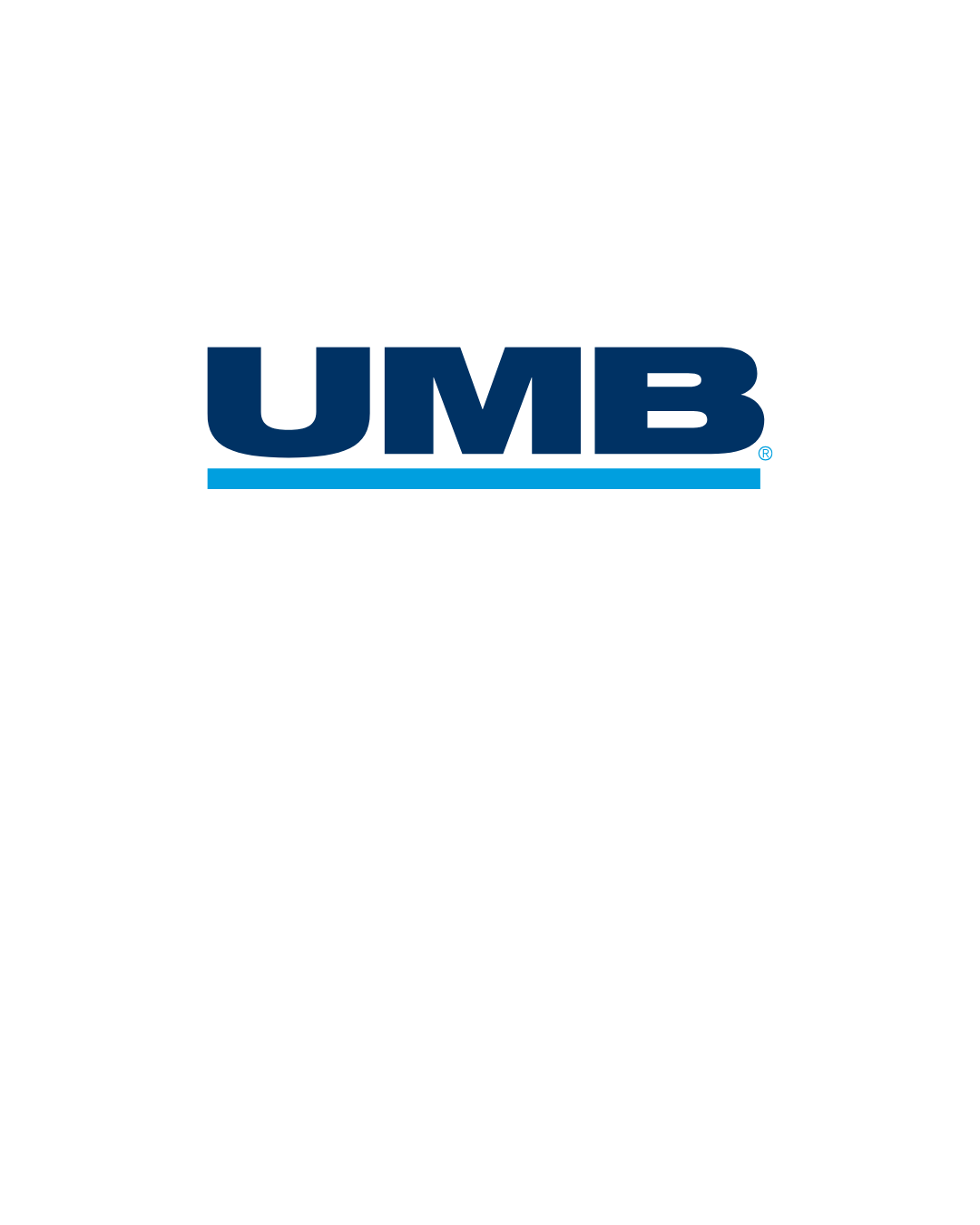 Blue UMB logo with an underline on a white background